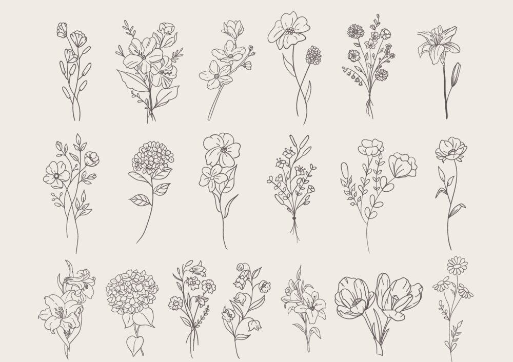A free flower doodle set