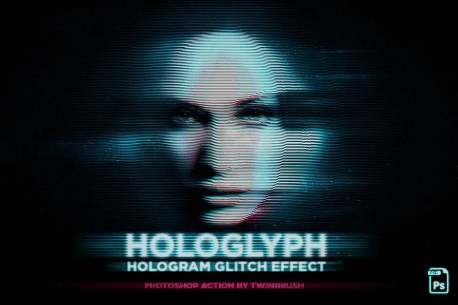 A hologlyph photoshop action