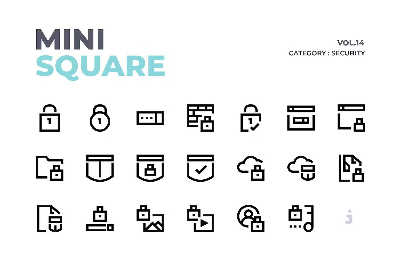A mini sqaure security icon set