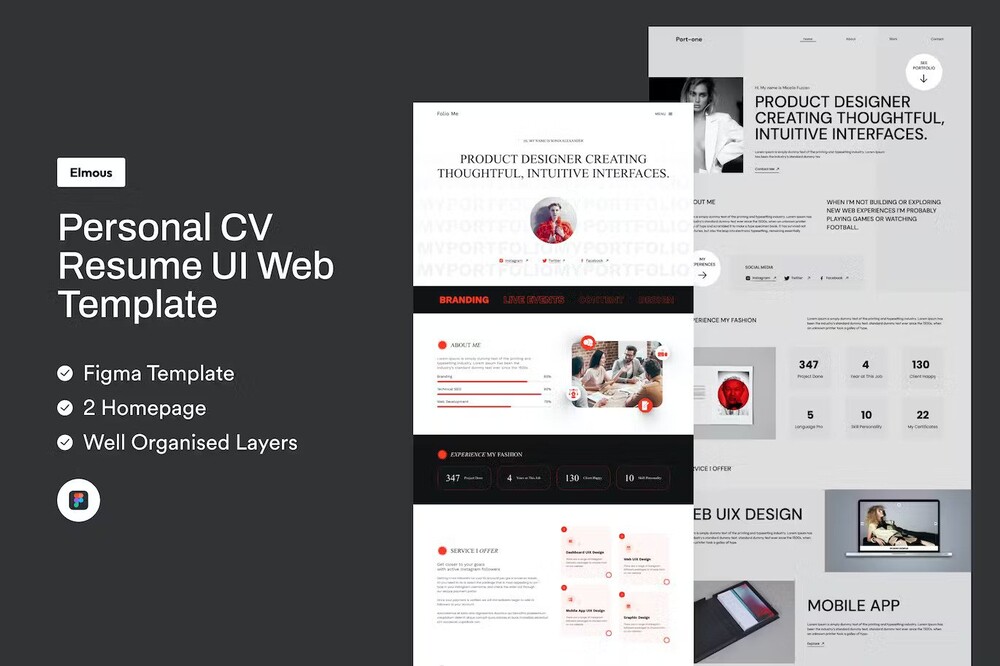 A figma resume cv website template