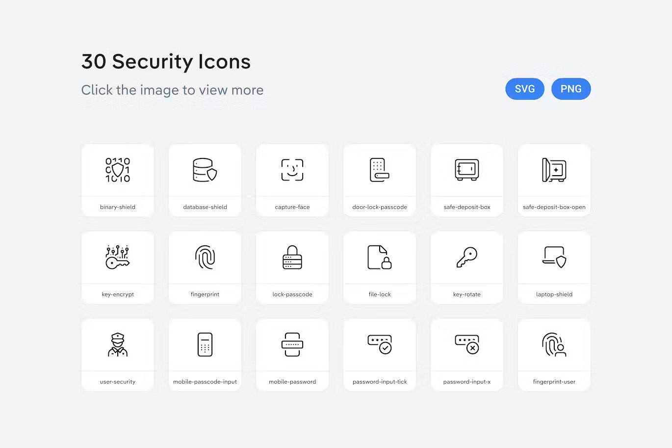 A set of security line icons