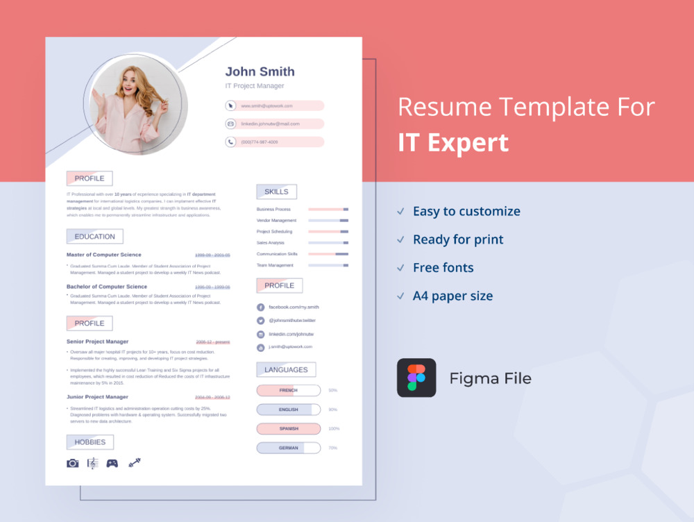A free resume cv template for figma