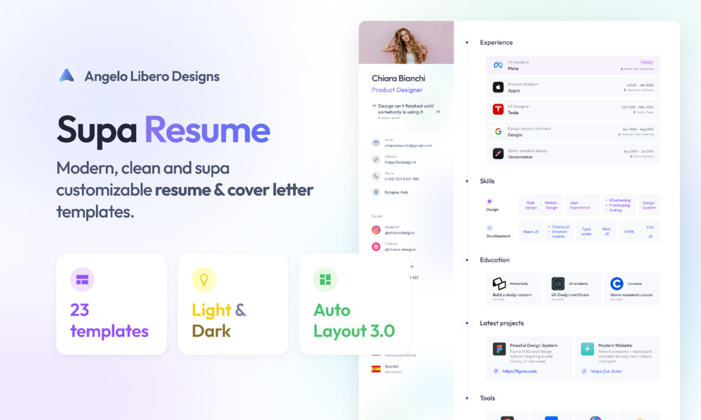 A free light and dark resume for figma