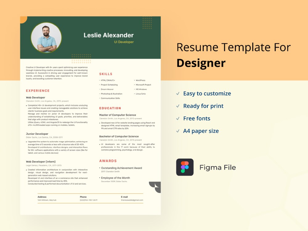A free figma resume template for designer