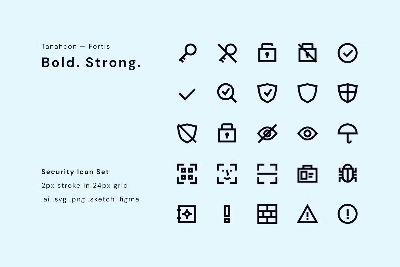 A bold line security icon set