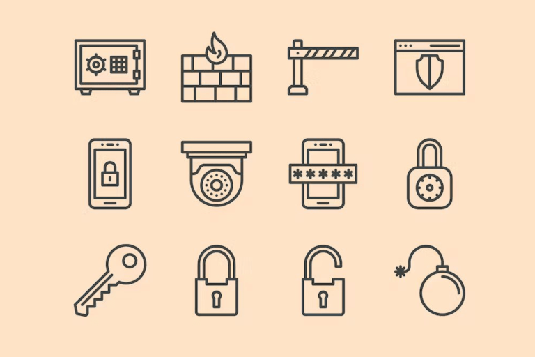 Warning alerts security icon sets