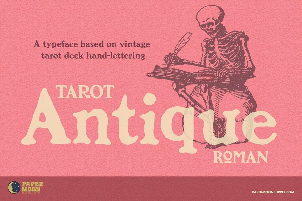 A vintage tarot deck typeface