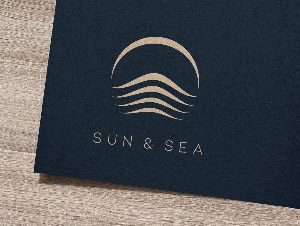 A sun and sea logo template