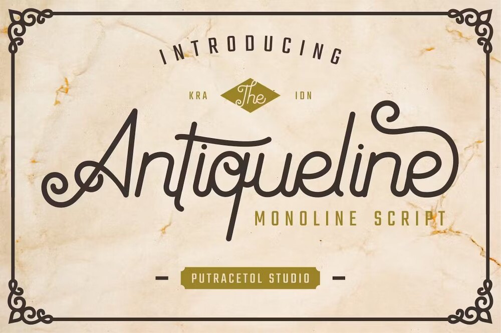 A monoline antique script font