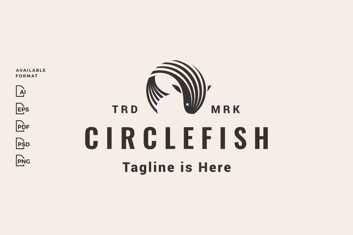 A cicle fish hipster logo