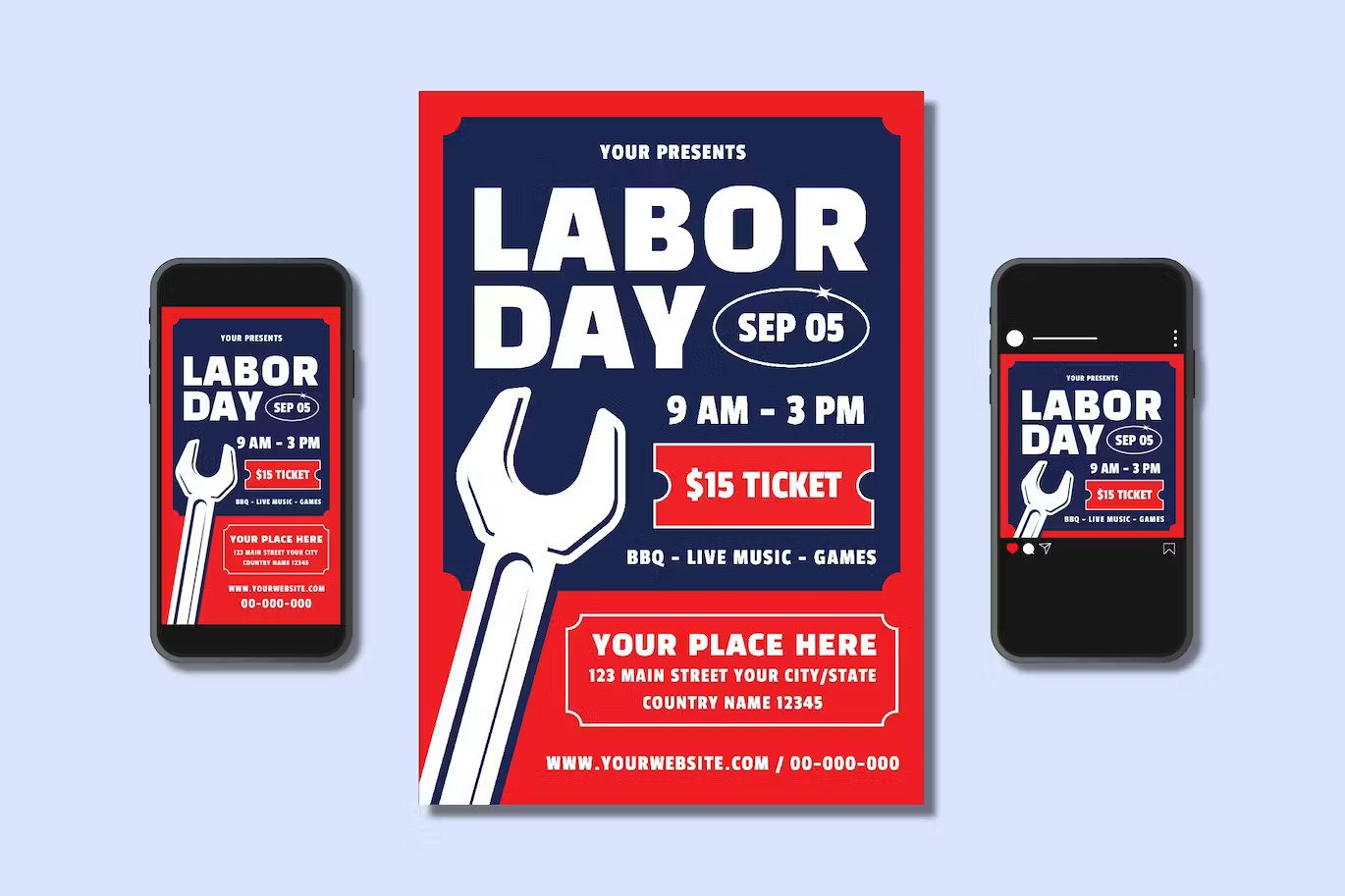 A labor day flyer set