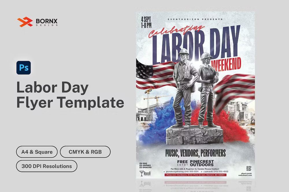 A labor day event flyer template