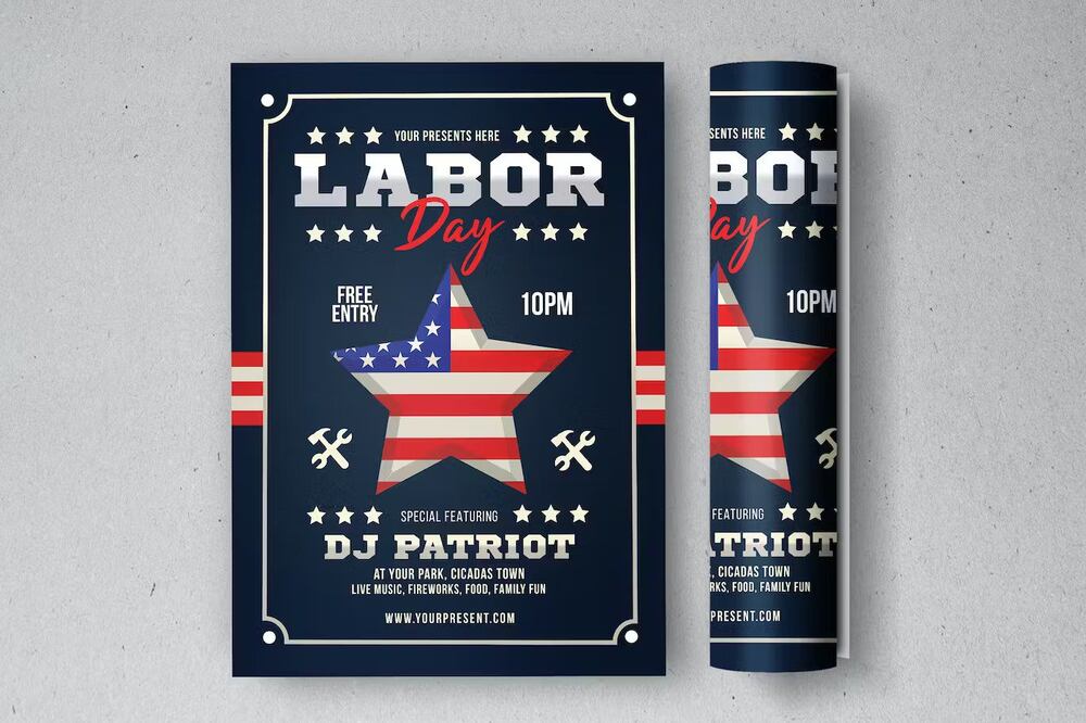 An american labor day flyer template