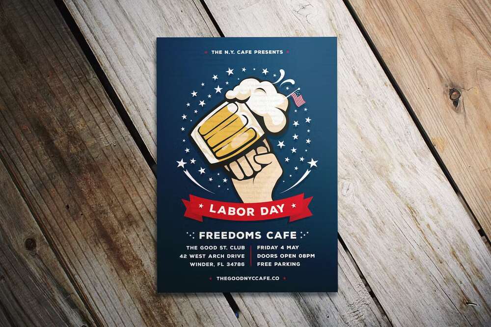 A labor day happy hour flyer