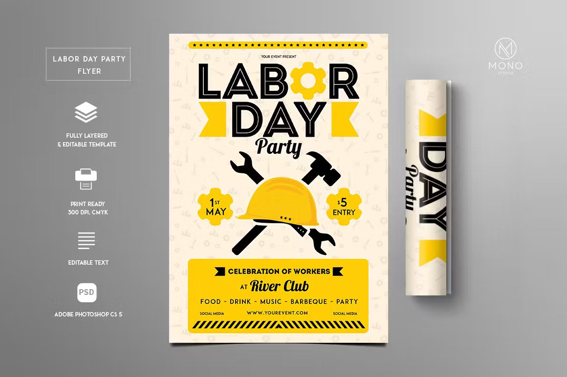 A labor day party flyer template