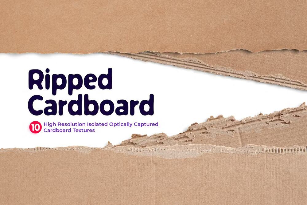 A set of ripped cardboard textures