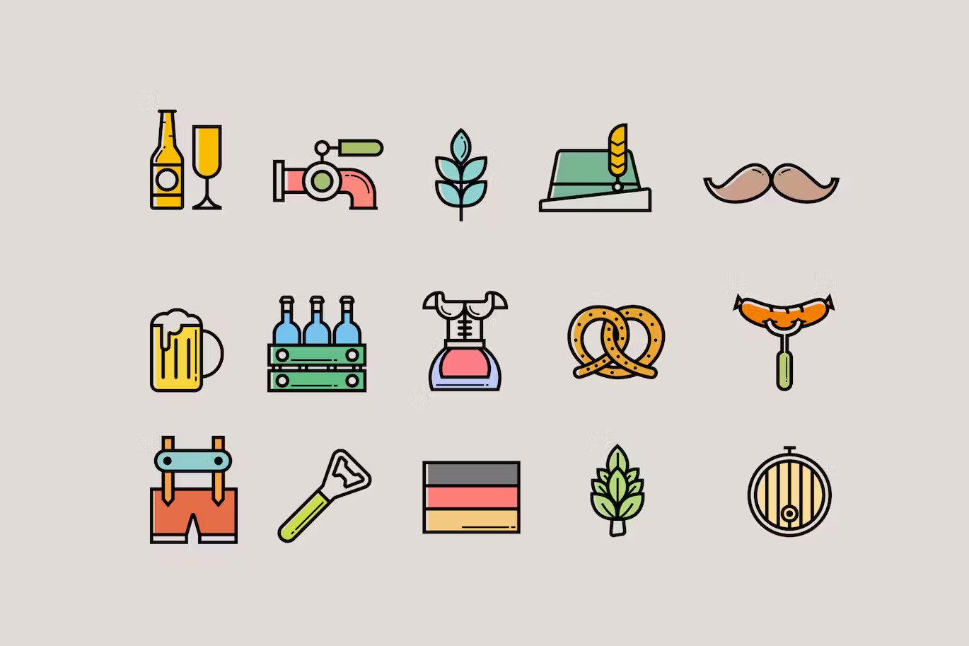 A set of oktoberfest icons