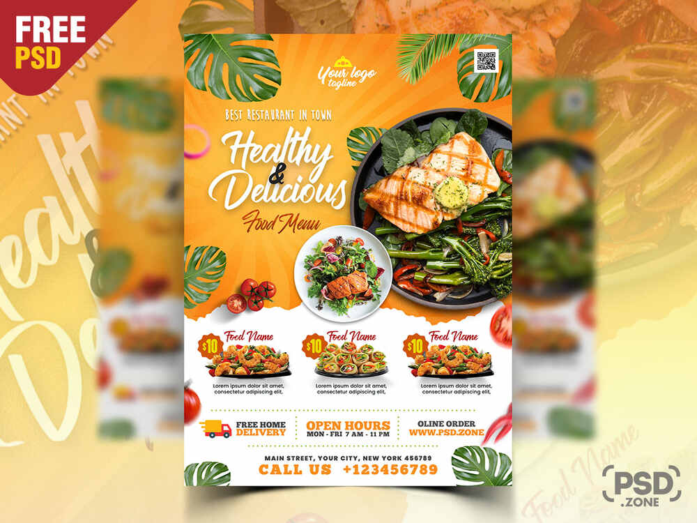 A free restaurant healthy food promotion flyer