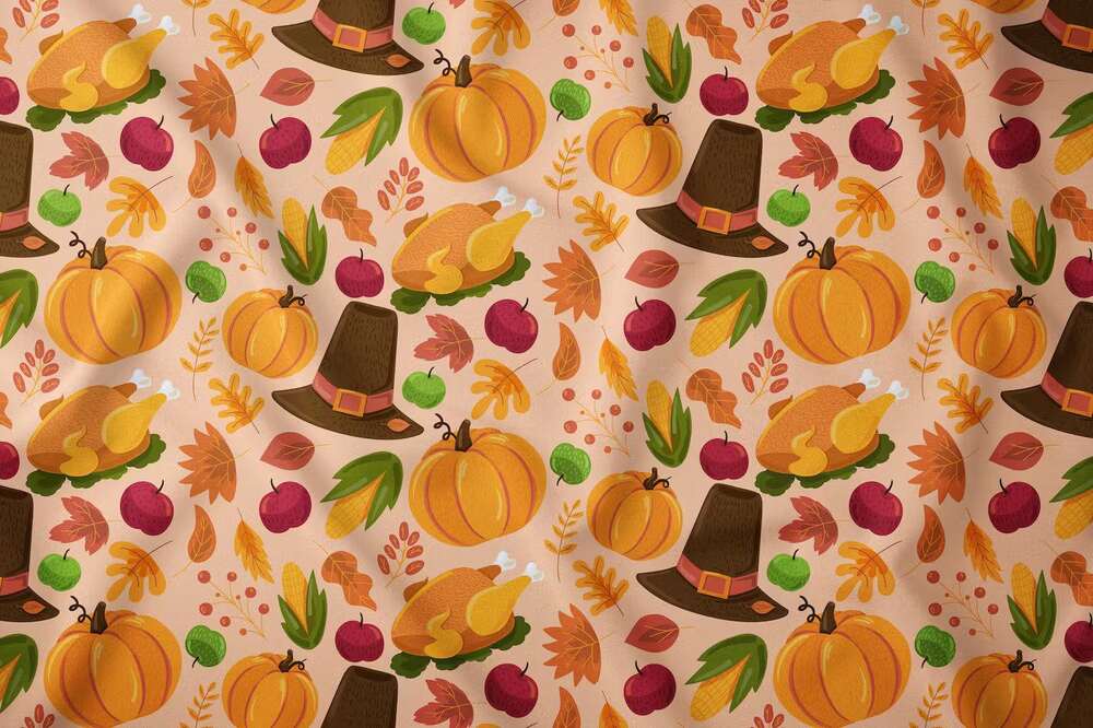 A cartoon thanksgiving seamless pattern