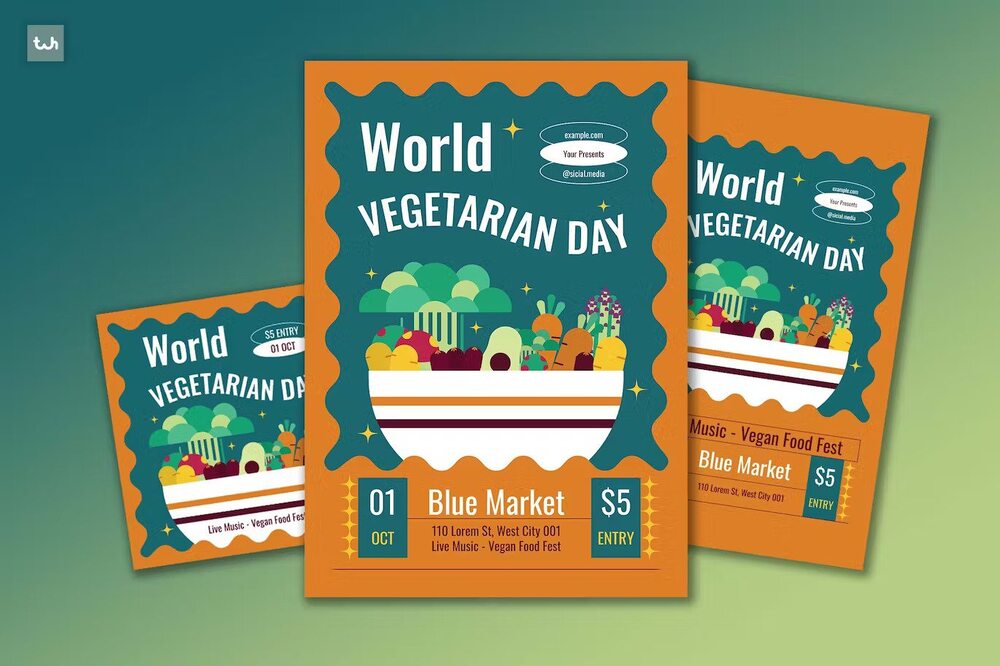 A world vegetarian day flyer set