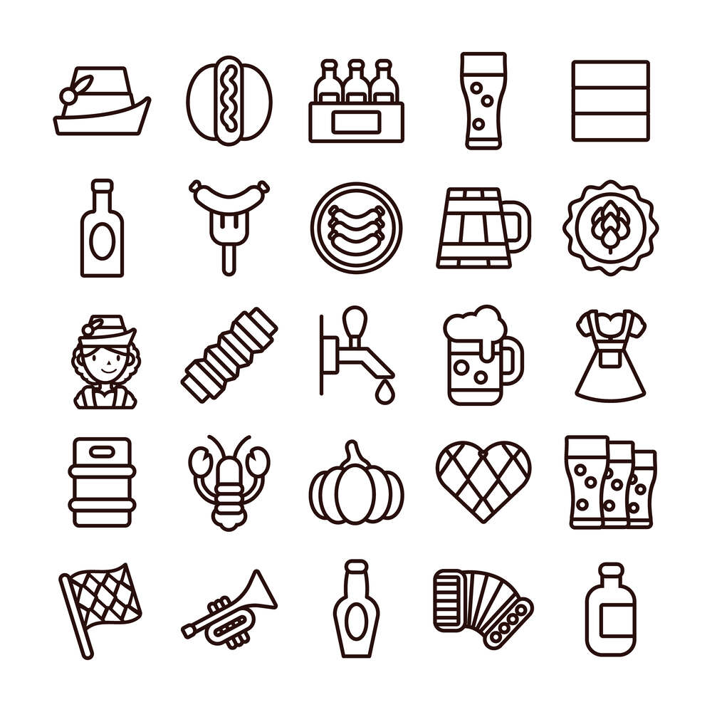 A free oktoberfest line icon set