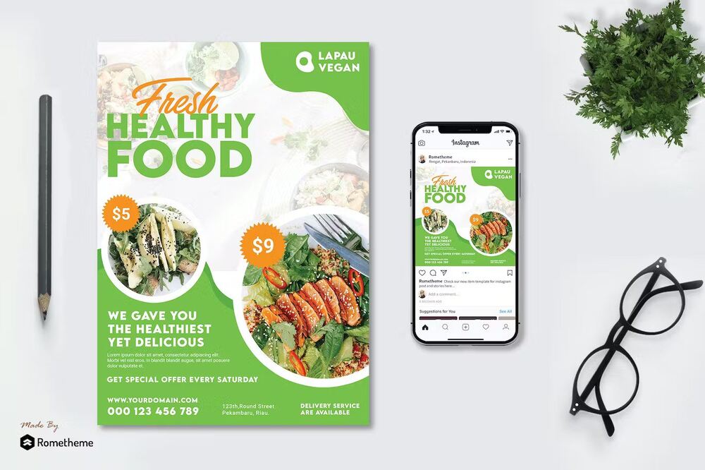 A healthy food restarant flyer template
