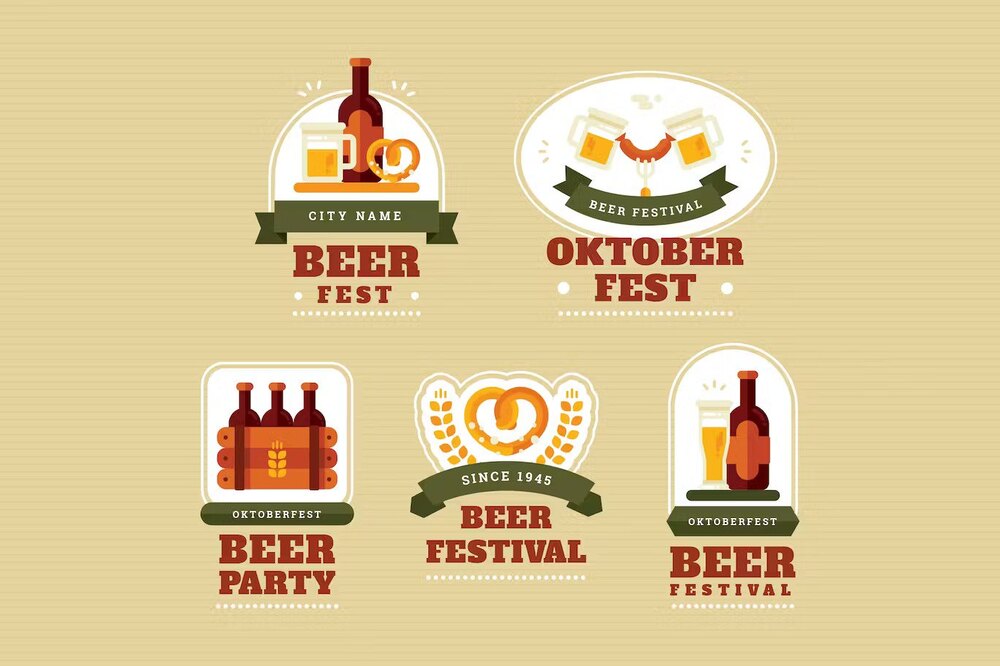 A set of oktoberfest label and badge