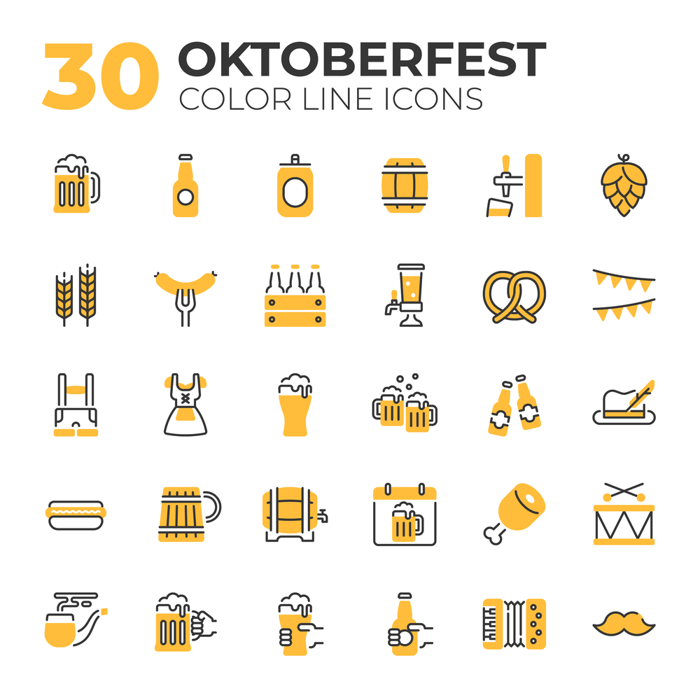 Free oktoberfest color line icons