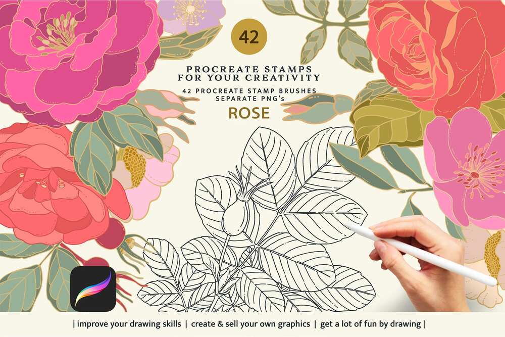 A rose stamp brushes for procreate