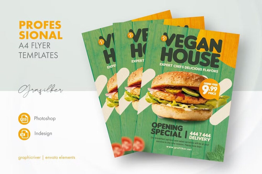 A vegan burger flyer template