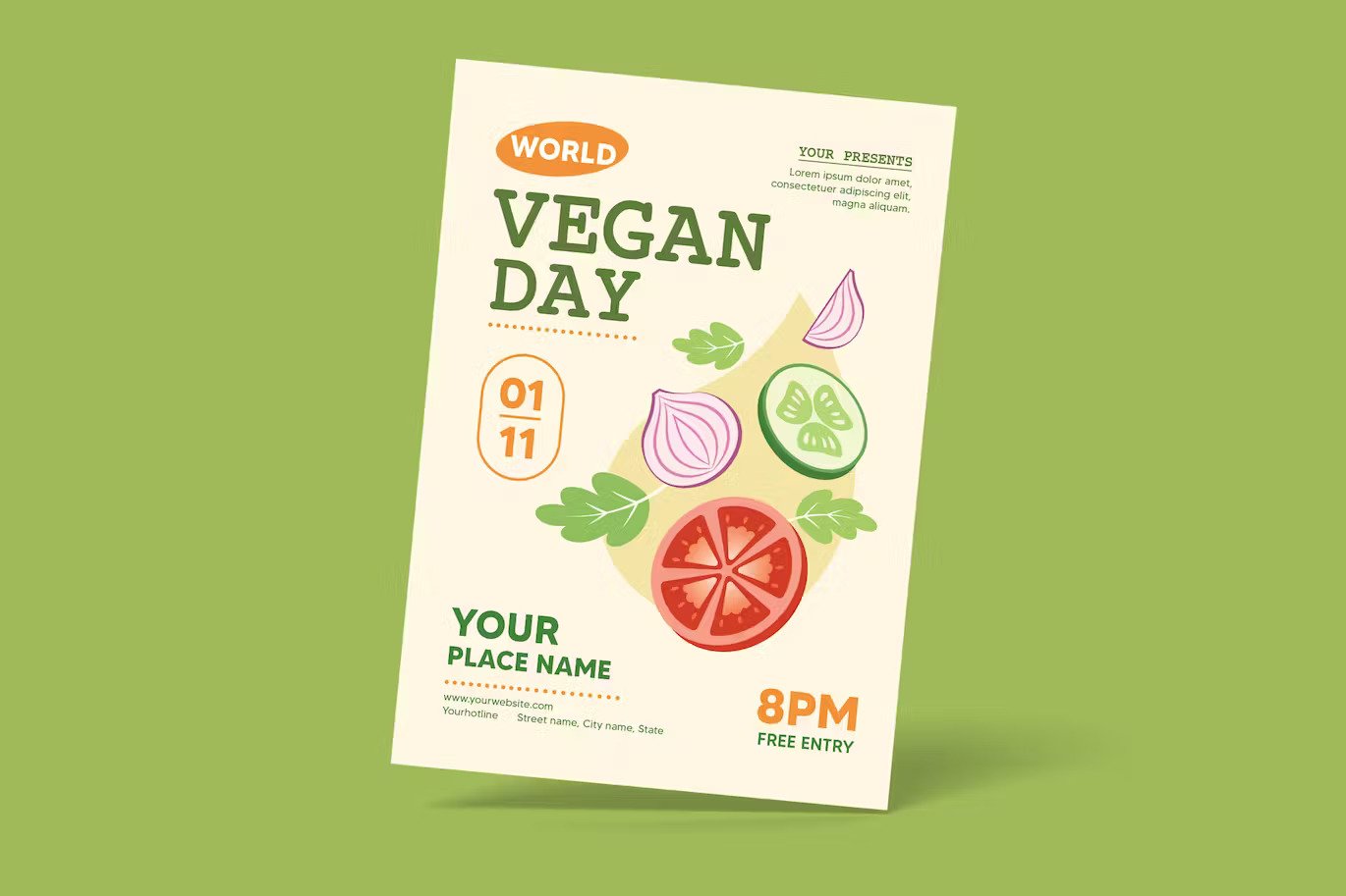 A vegan day flyer template