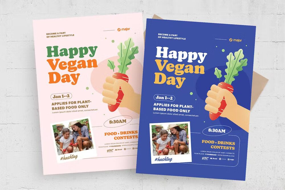 A happy vegan day flyer template