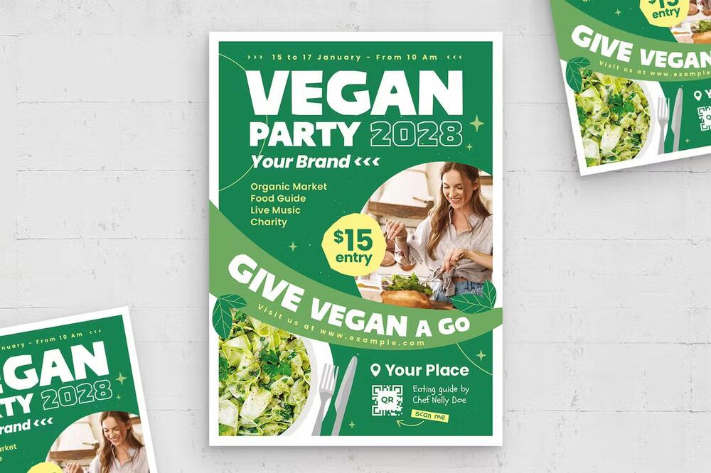 A vegan party flyer template