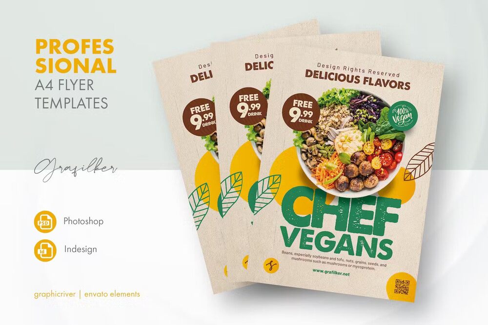 A vegan restaurant flyer template