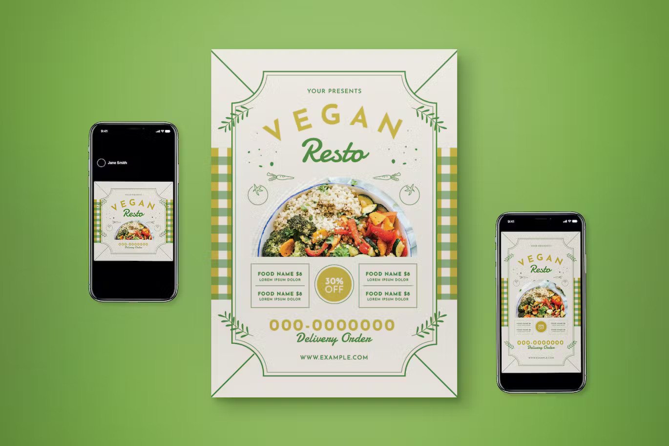 A vegan menu promotion flyer