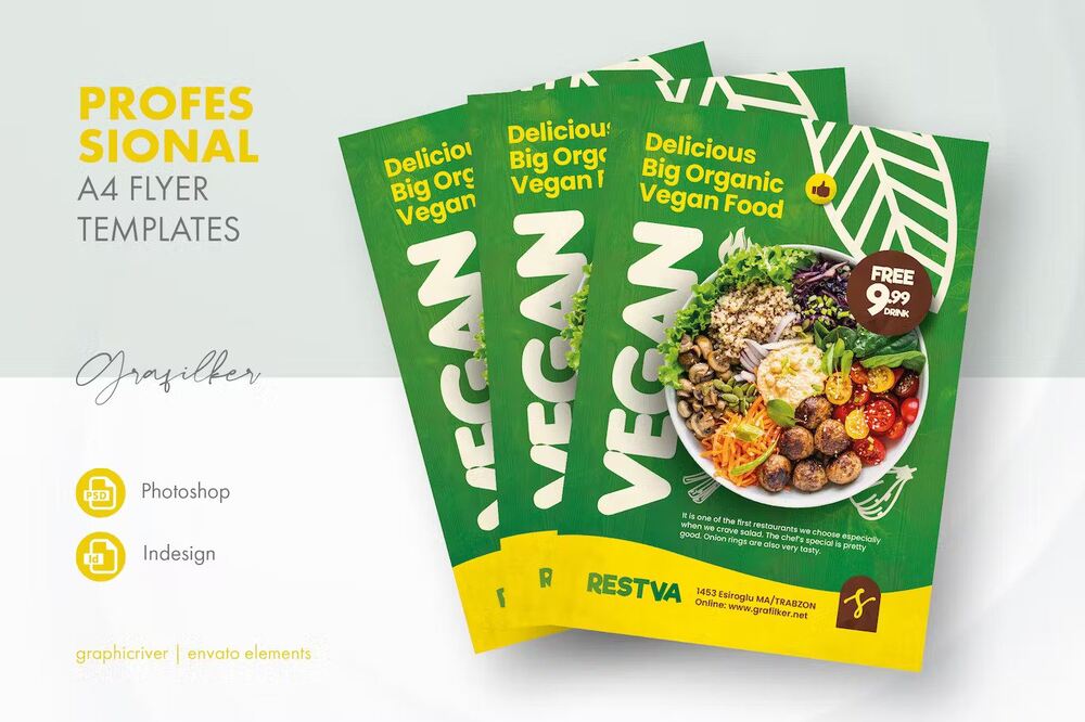A professional vegan restaurant flyer templates