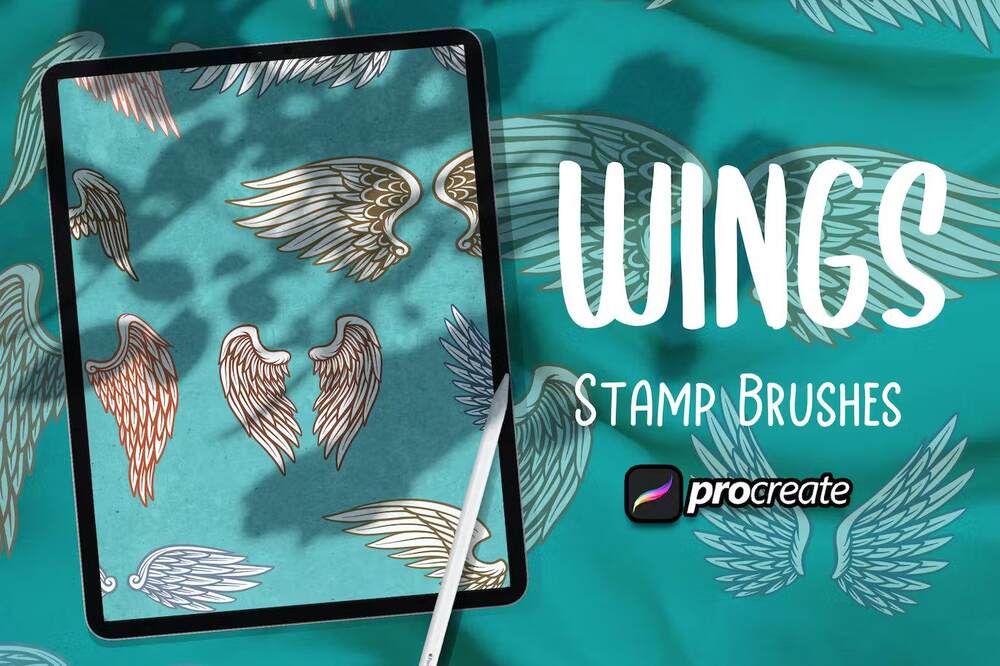 A wings stamp brushes for procreate