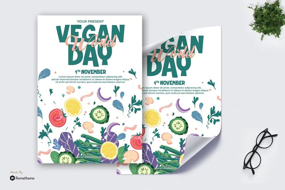 A world vegan day flyer template