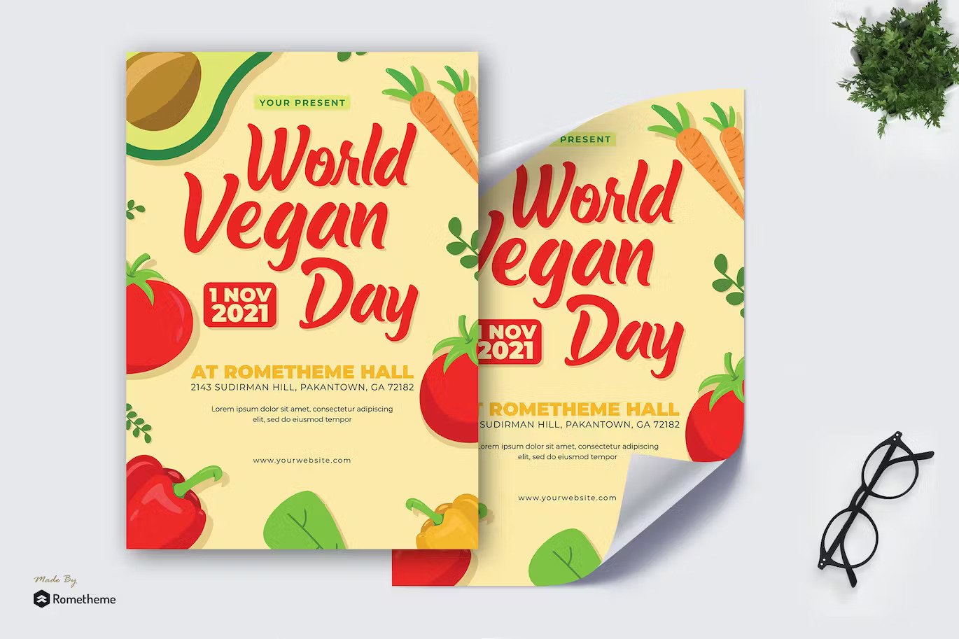 A world vegan day flyer template