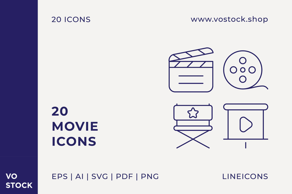 A line movie icons