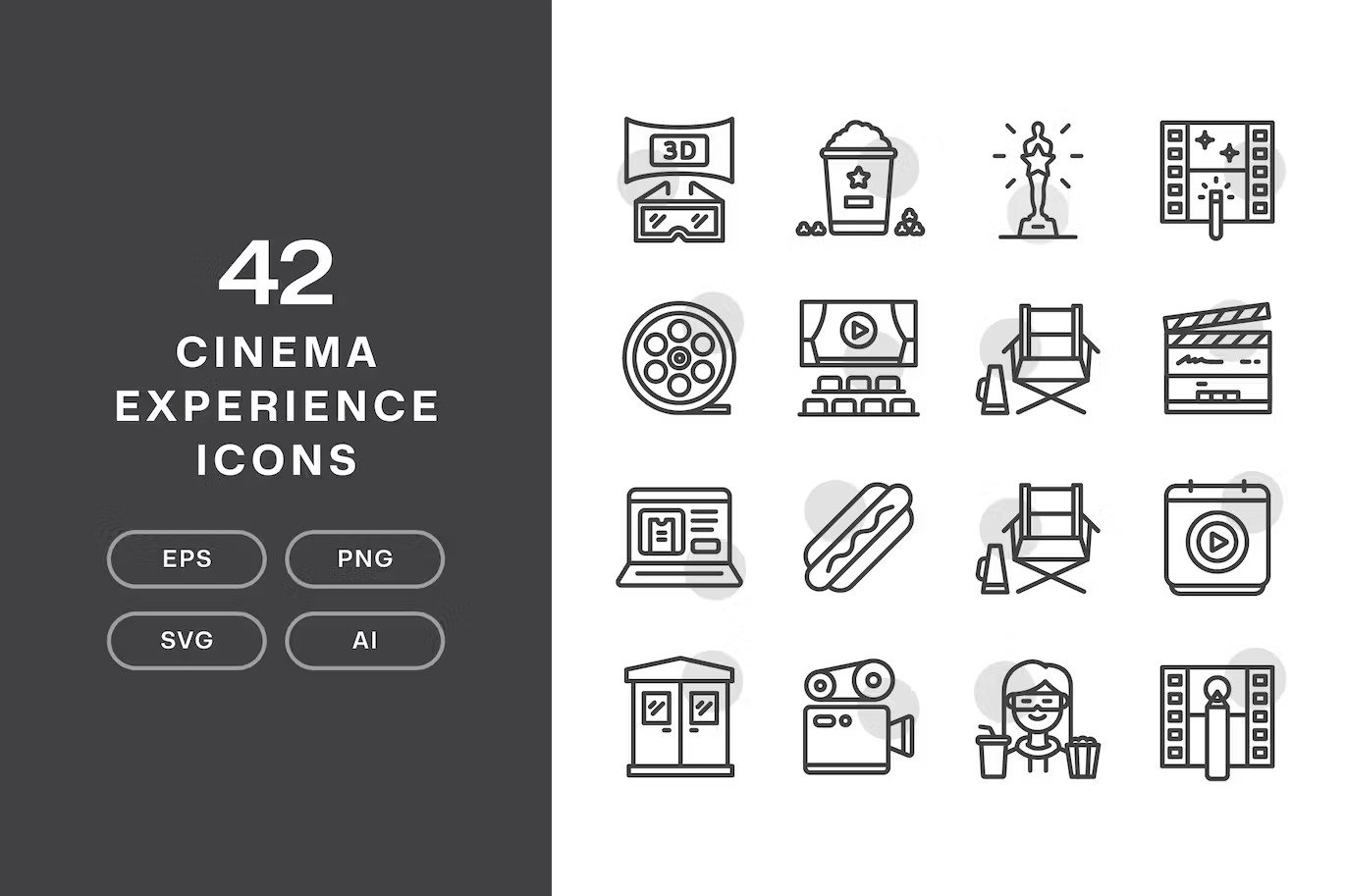 A set of cinema experience icons