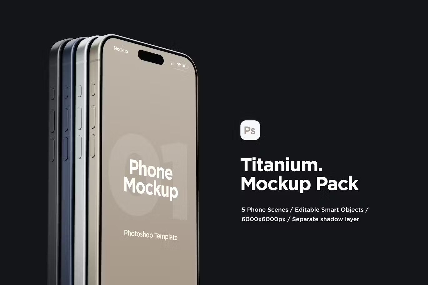 Titanium phone mockup pack
