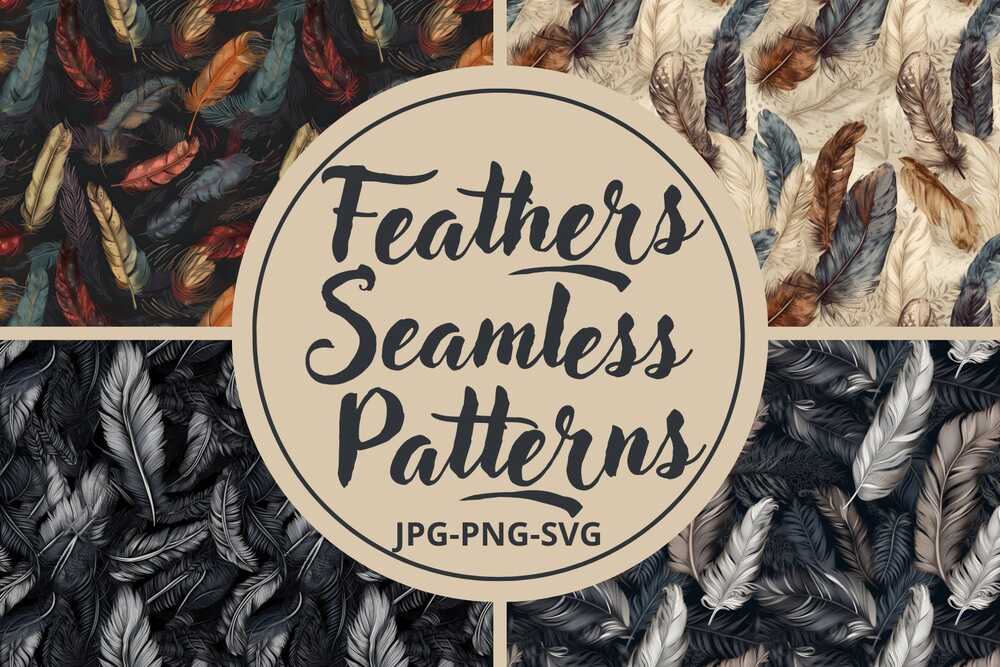 A seamless feathers patterns set