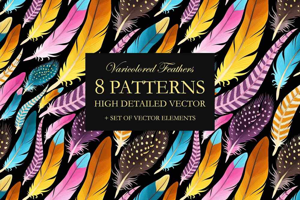 A colorful patterns with feathers