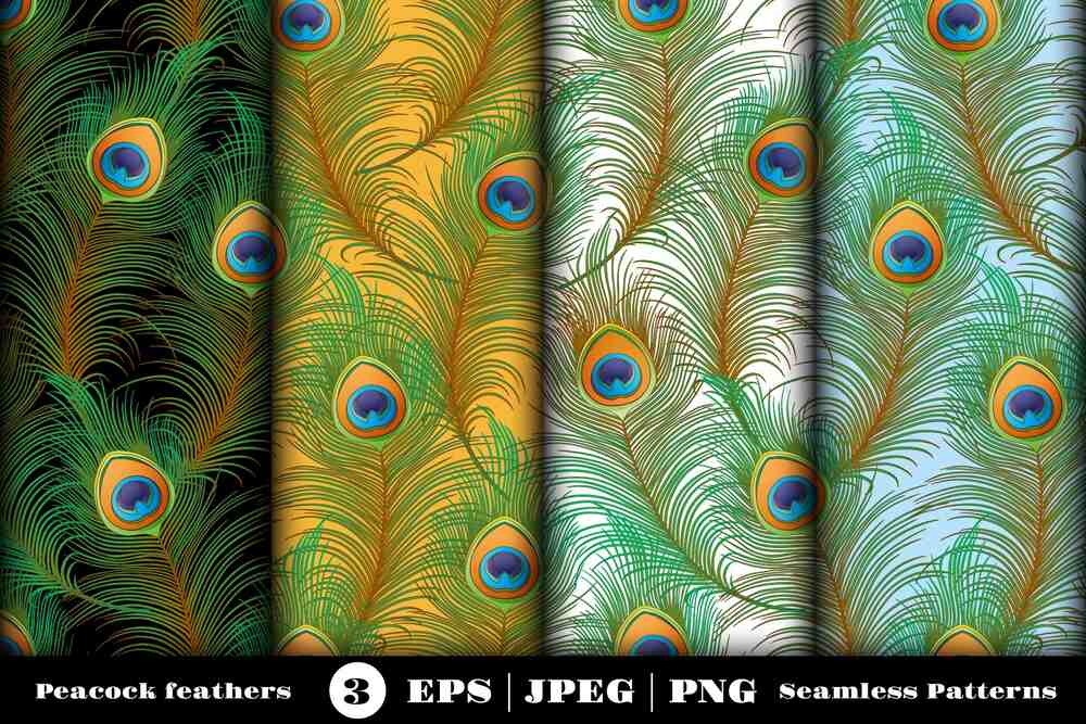 A peacock feathers seamless patterns