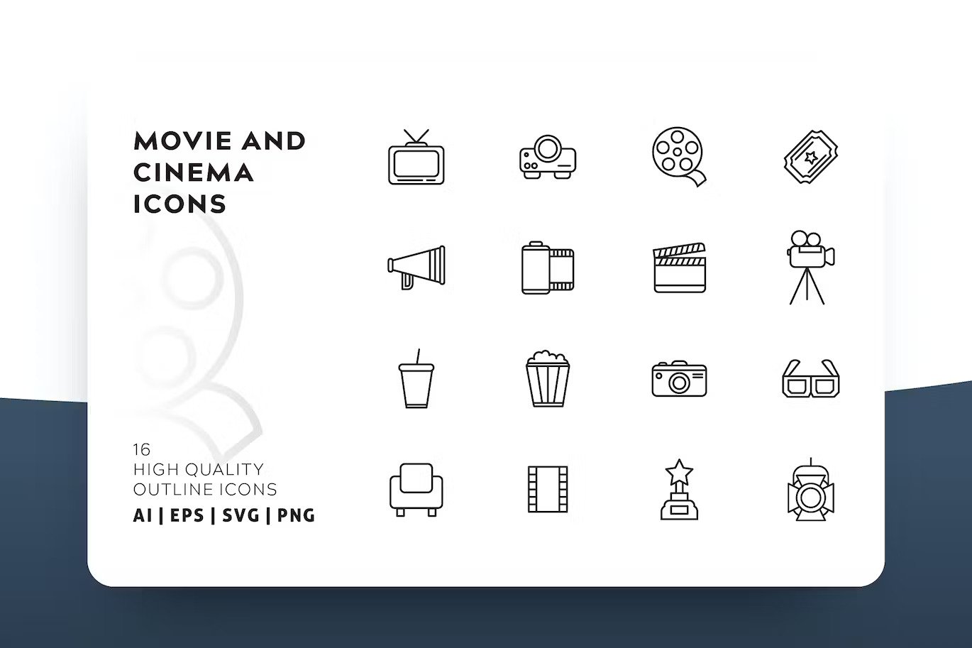 A movie and cinema outline icons