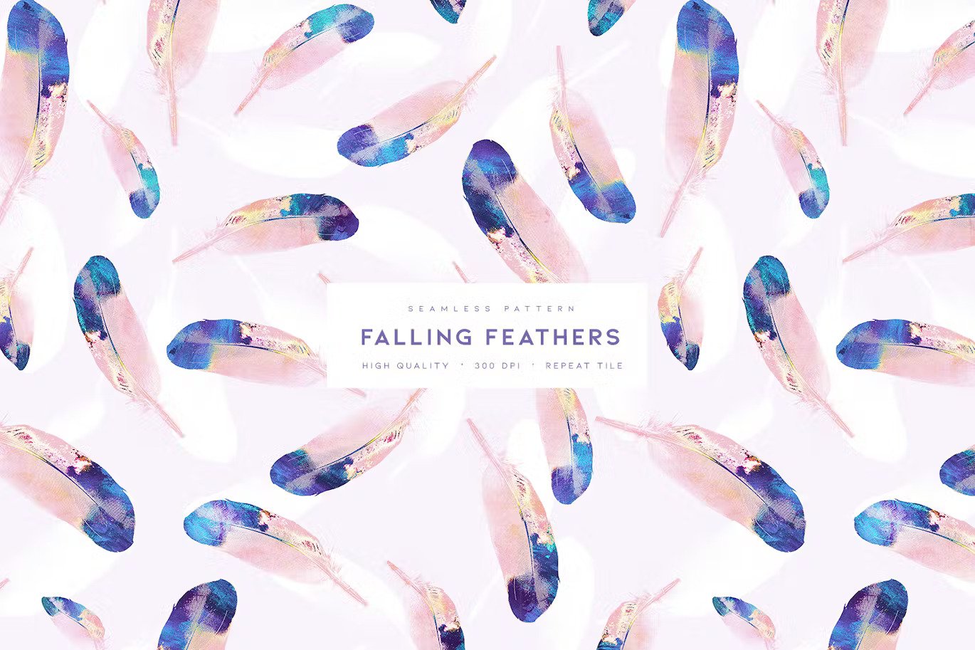 A seamless falling feathers patterns