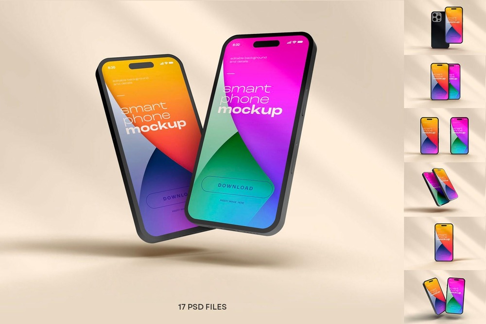 iPhone 15 pro clay mockup set