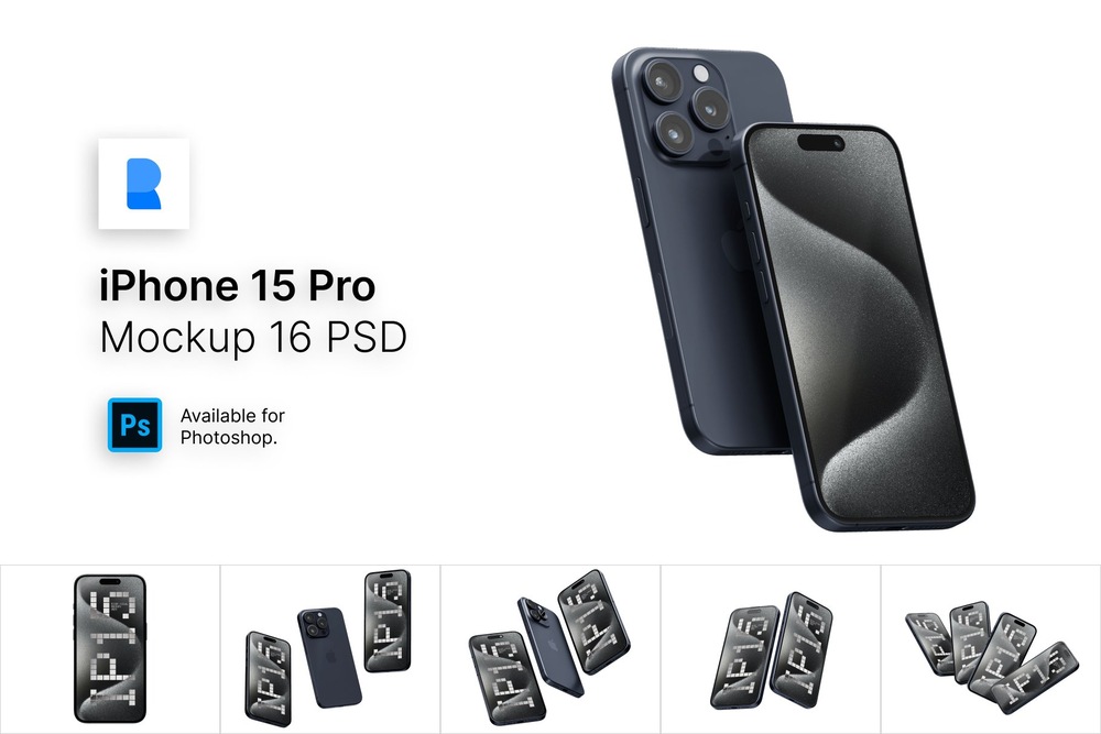 A set of iphone 15 pro mockup templates