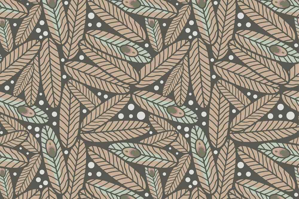 A seamless leaf feather ethnic pattern